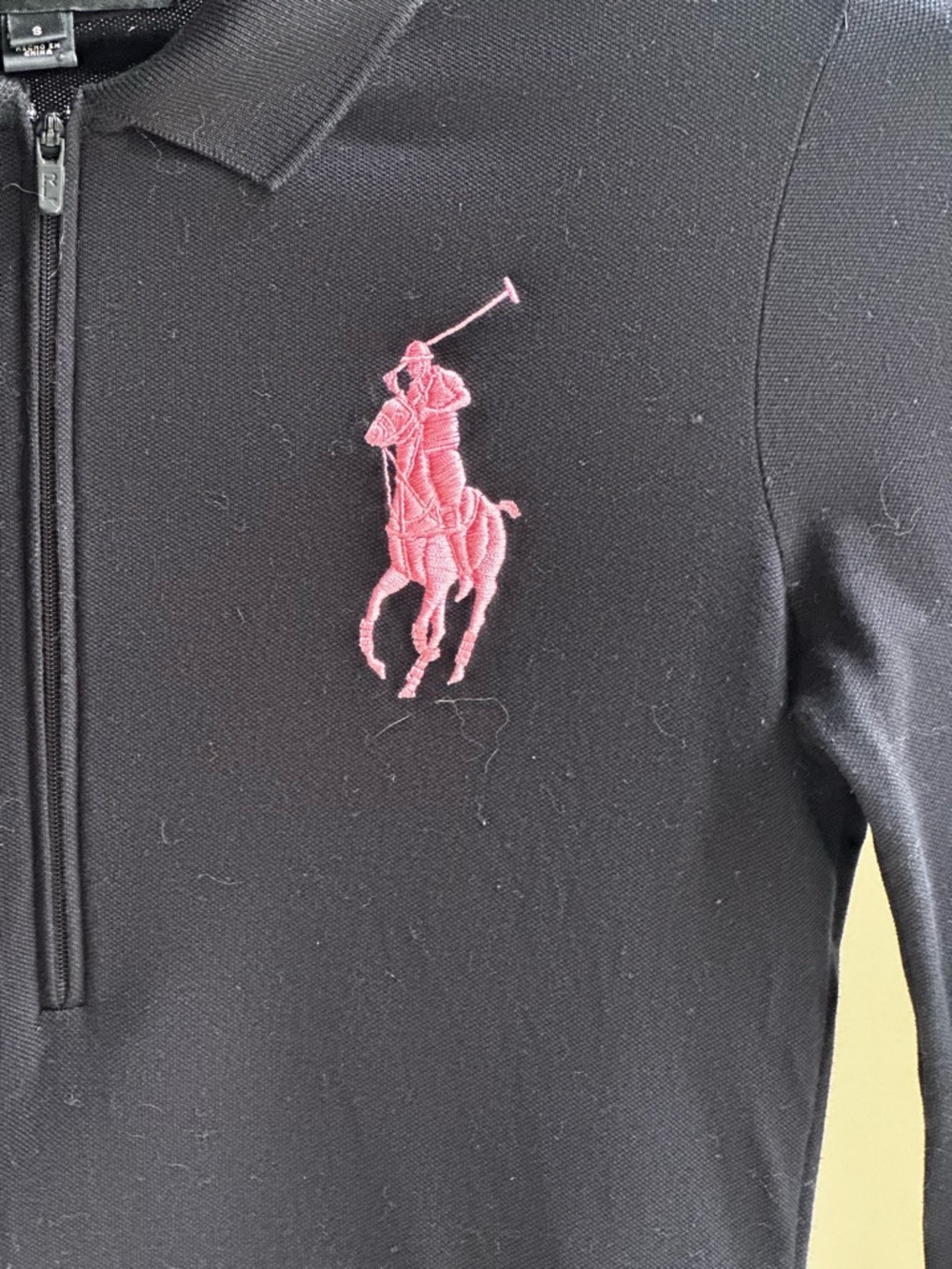 Ralph Lauren BLK Label long sleeve Pink Pony top w a 3/4 deep zipper neck - Picture 4 of 6